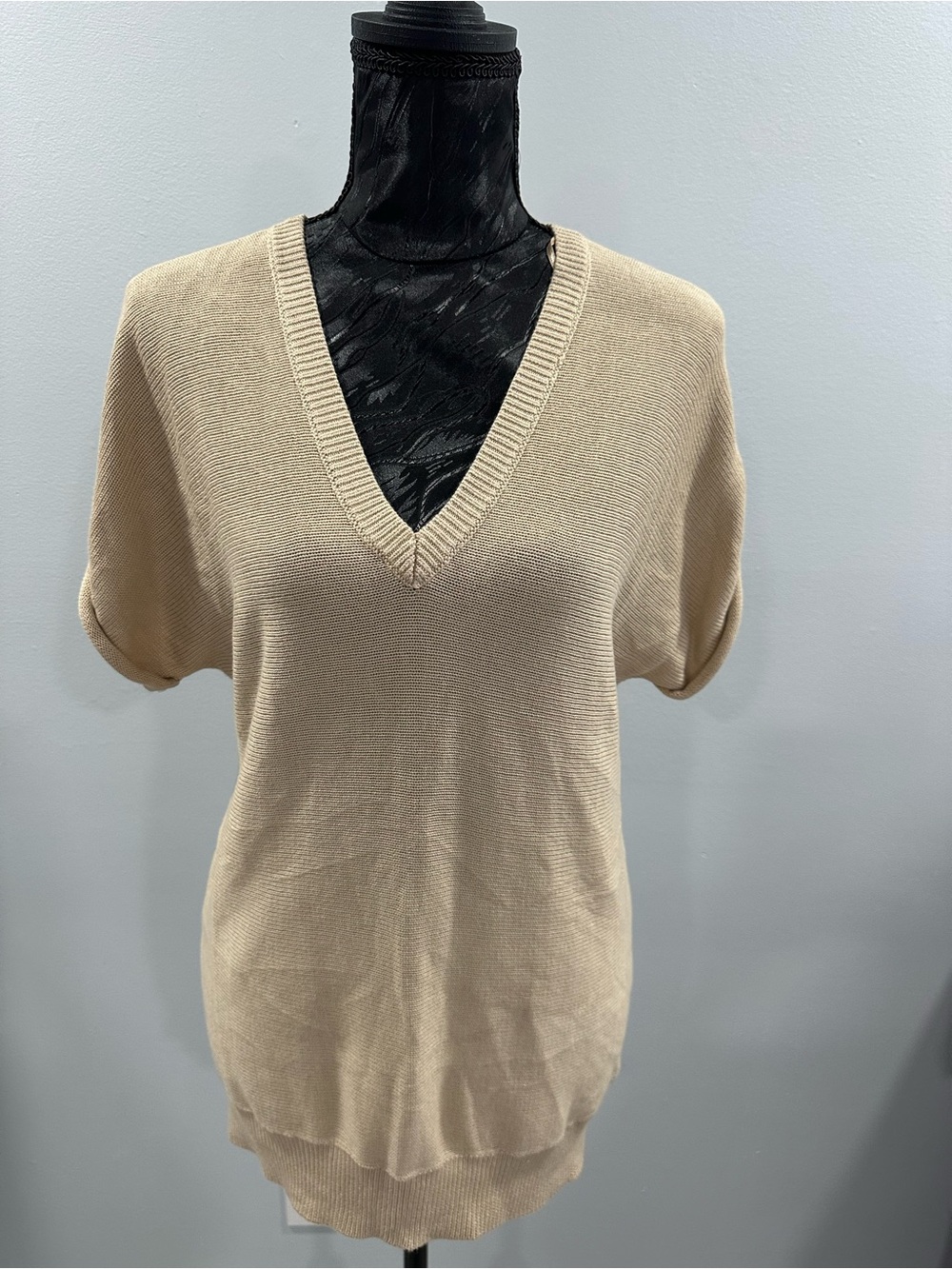 MICHAEL Michael Kors Beige V-Neck Short Sleeve Sweater